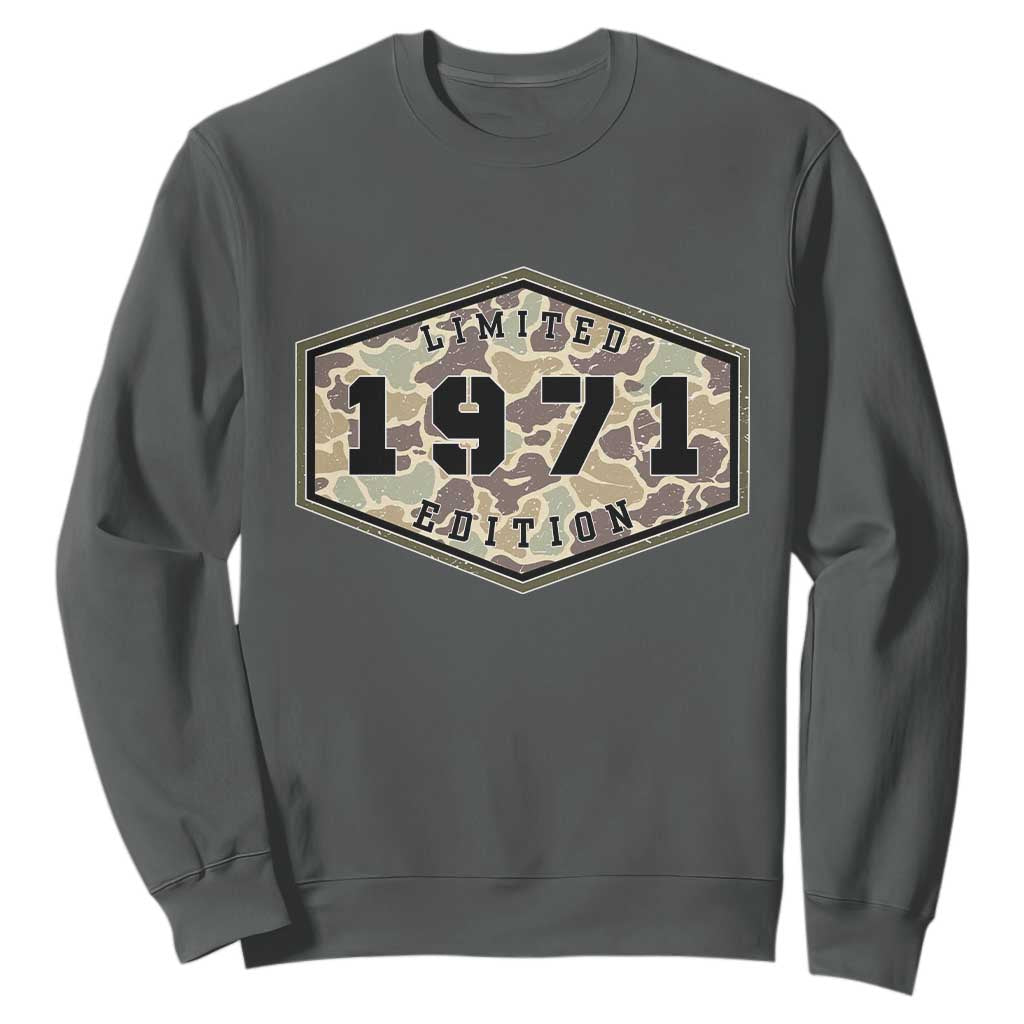 55th Birthday Hunting Sweatshirt 1971 Limited Edition Vintage Camouflage Gifts For Turning 55