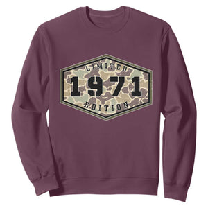 55th Birthday Hunting Sweatshirt 1971 Limited Edition Vintage Camouflage Gifts For Turning 55
