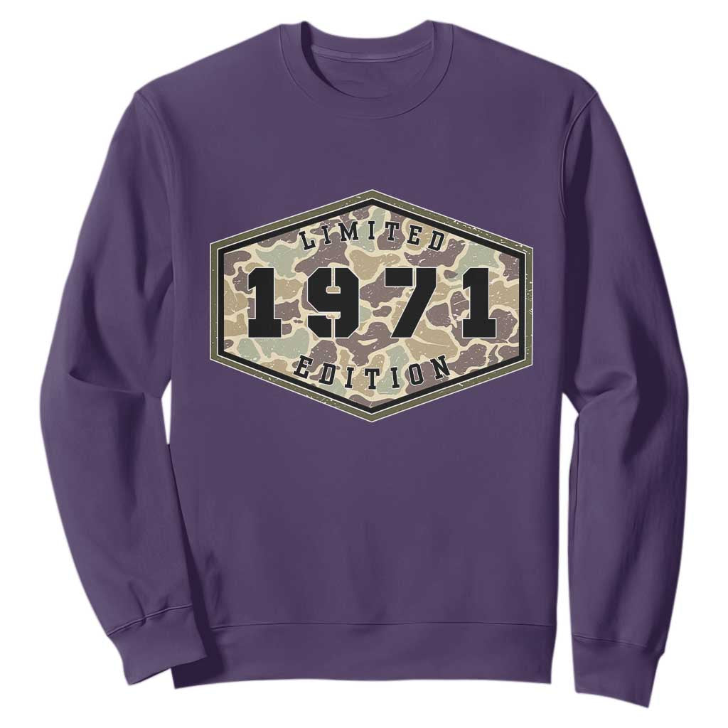 55th Birthday Hunting Sweatshirt 1971 Limited Edition Vintage Camouflage Gifts For Turning 55