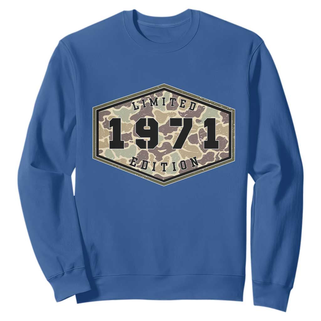 55th Birthday Hunting Sweatshirt 1971 Limited Edition Vintage Camouflage Gifts For Turning 55