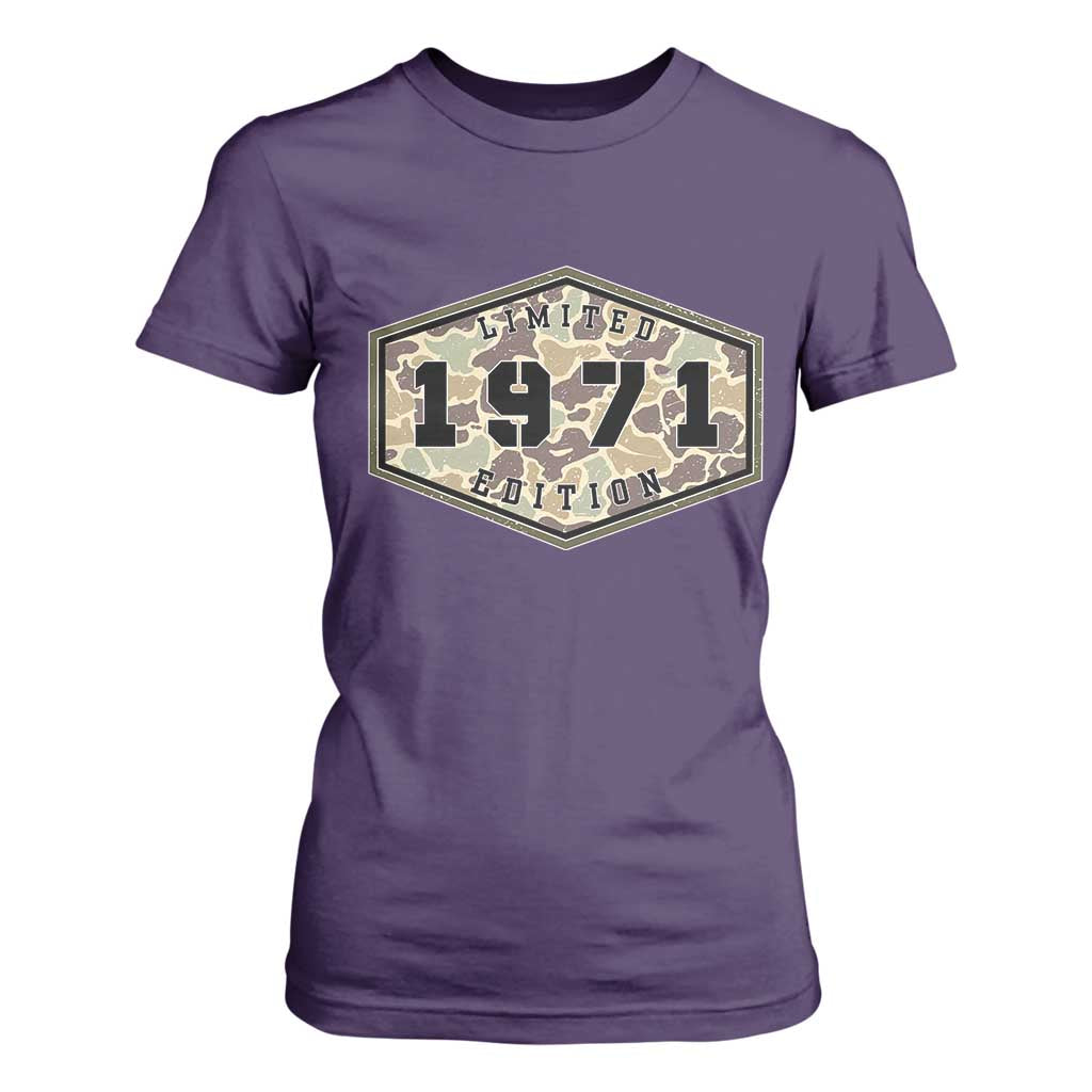 55th Birthday Hunting T Shirt For Women 1971 Limited Edition Vintage Camouflage Gifts For Turning 55