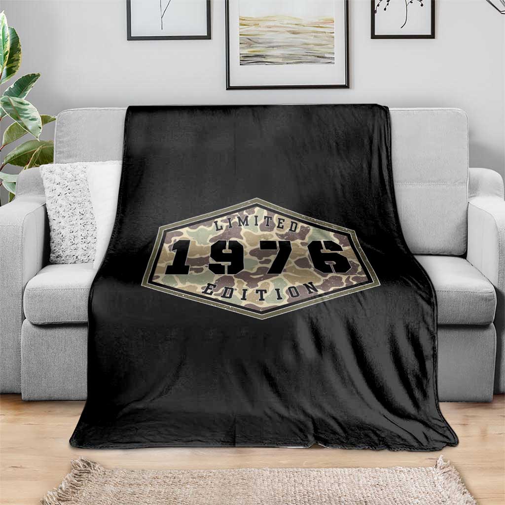 50th Birthday Hunting Throw Blanket 1976 Limited Edition Vintage Camouflage Gifts For Turning 50