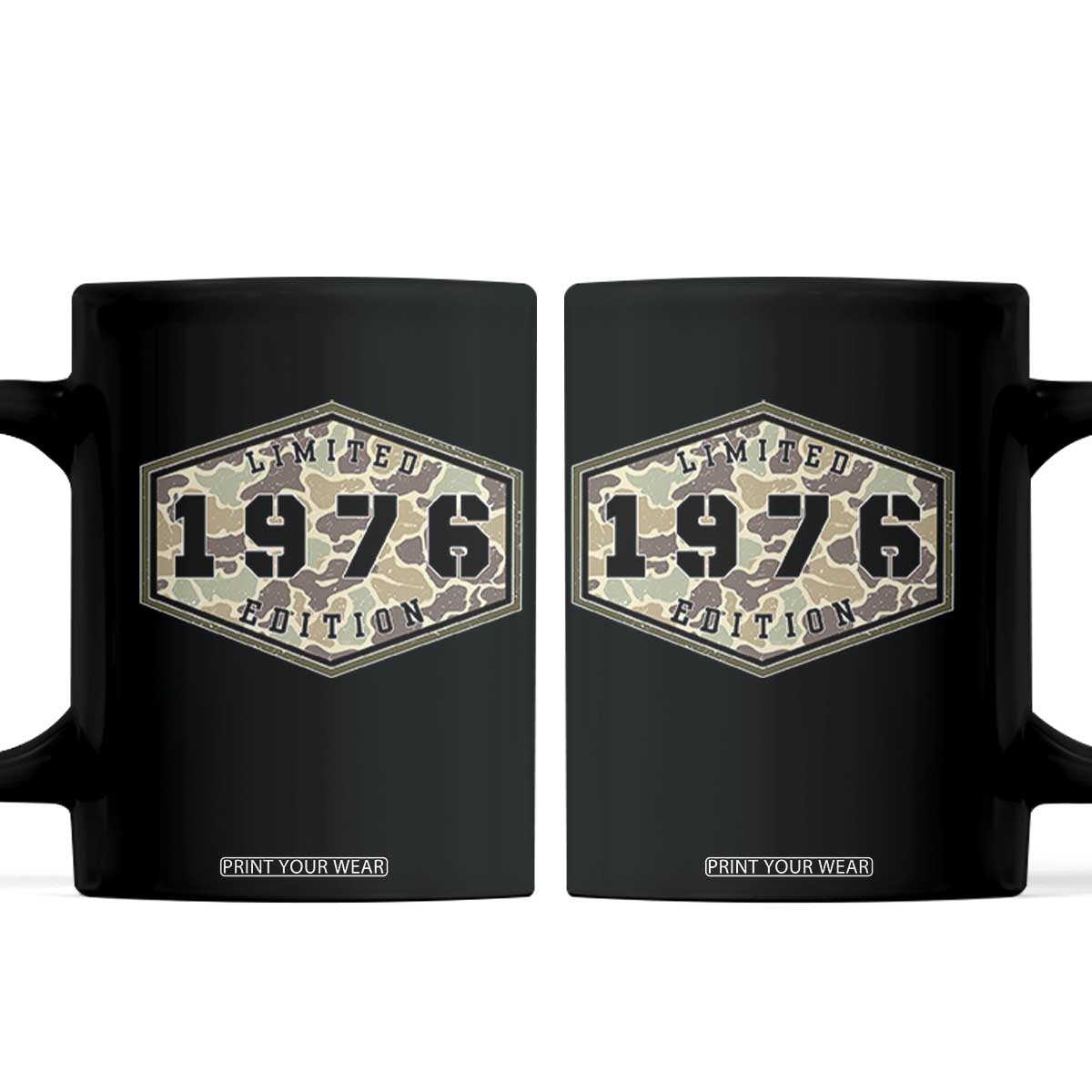 50th Birthday Hunting Coffee Mug 1976 Limited Edition Vintage Camouflage Gifts For Turning 50 TS11 Black Print Your Wear