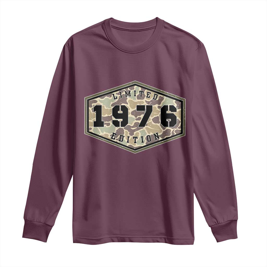 50th Birthday Hunting Long Sleeve Shirt 1976 Limited Edition Vintage Camouflage Gifts For Turning 50