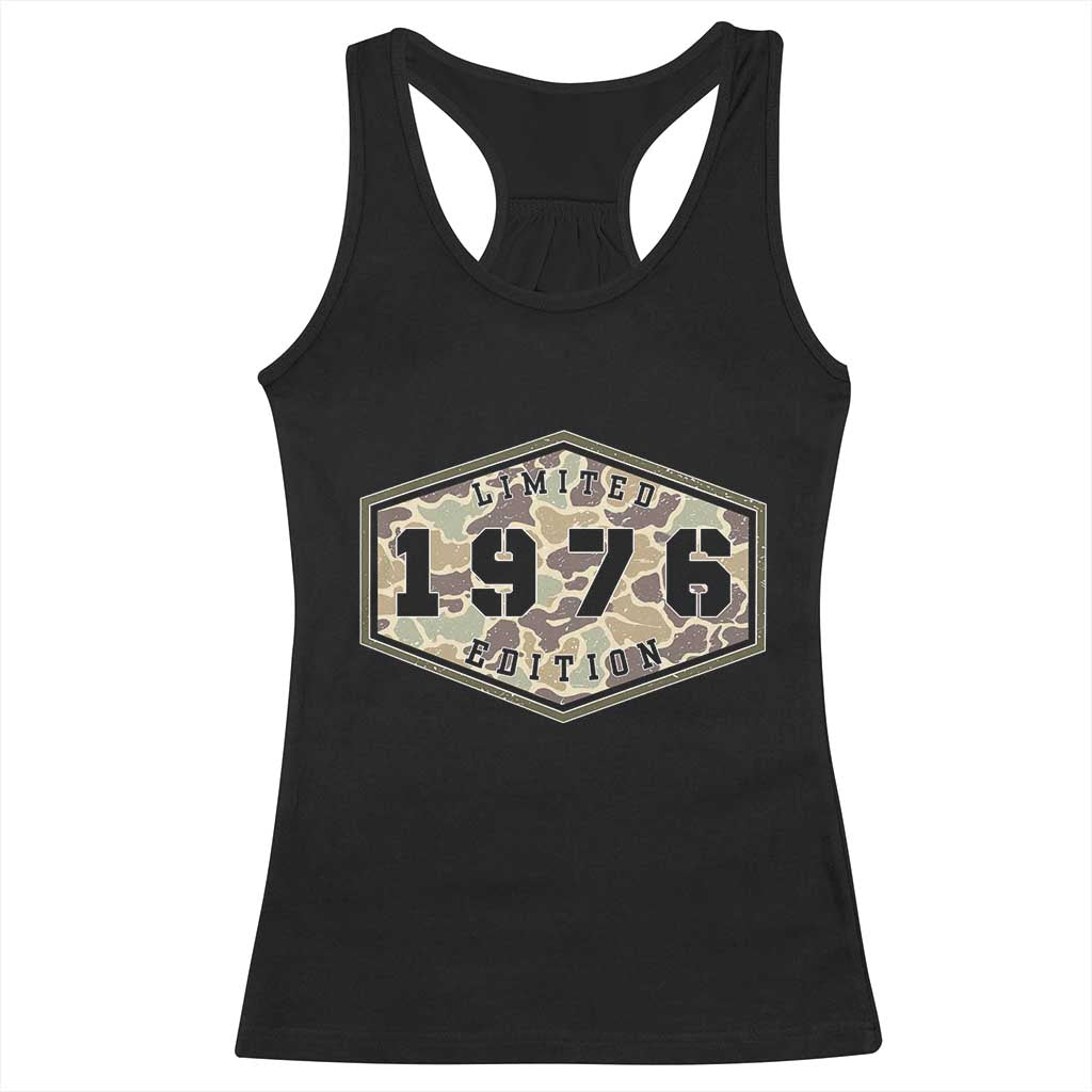 50th Birthday Hunting Racerback Tank Top 1976 Limited Edition Vintage Camouflage Gifts For Turning 50 TS11 Black Print Your Wear