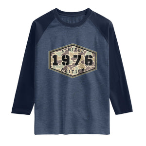 50th Birthday Hunting Raglan Shirt 1976 Limited Edition Vintage Camouflage Gifts For Turning 50