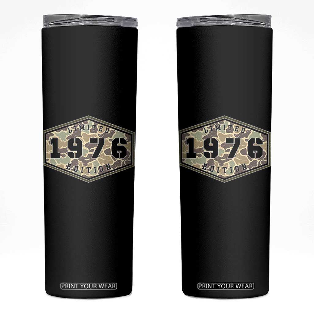 50th Birthday Hunting Skinny Tumbler 1976 Limited Edition Vintage Camouflage Gifts For Turning 50