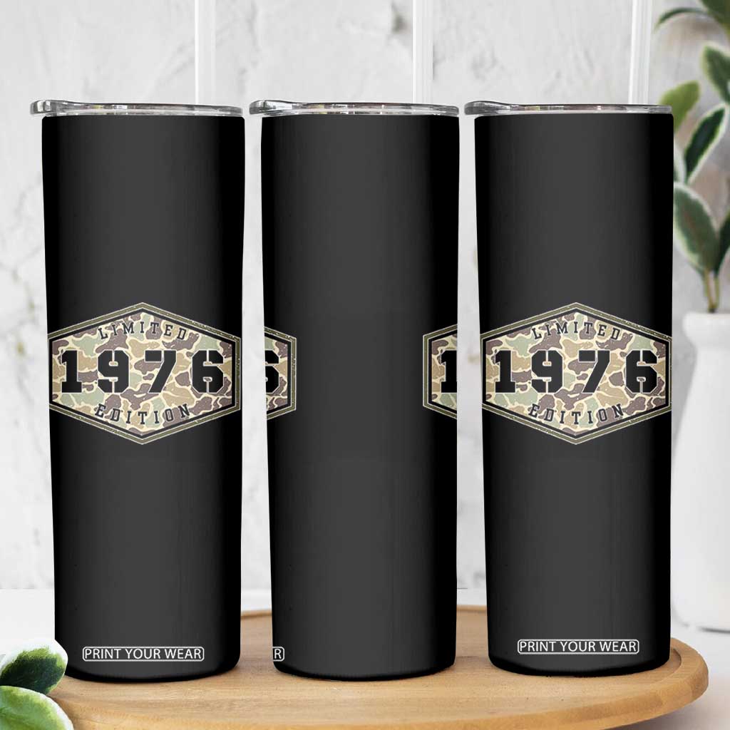 50th Birthday Hunting Skinny Tumbler 1976 Limited Edition Vintage Camouflage Gifts For Turning 50