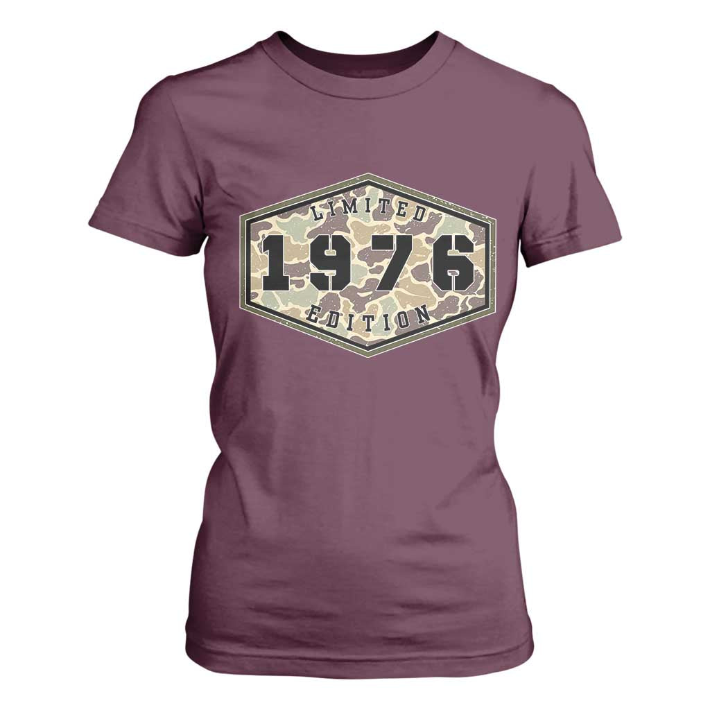 50th Birthday Hunting T Shirt For Women 1976 Limited Edition Vintage Camouflage Gifts For Turning 50