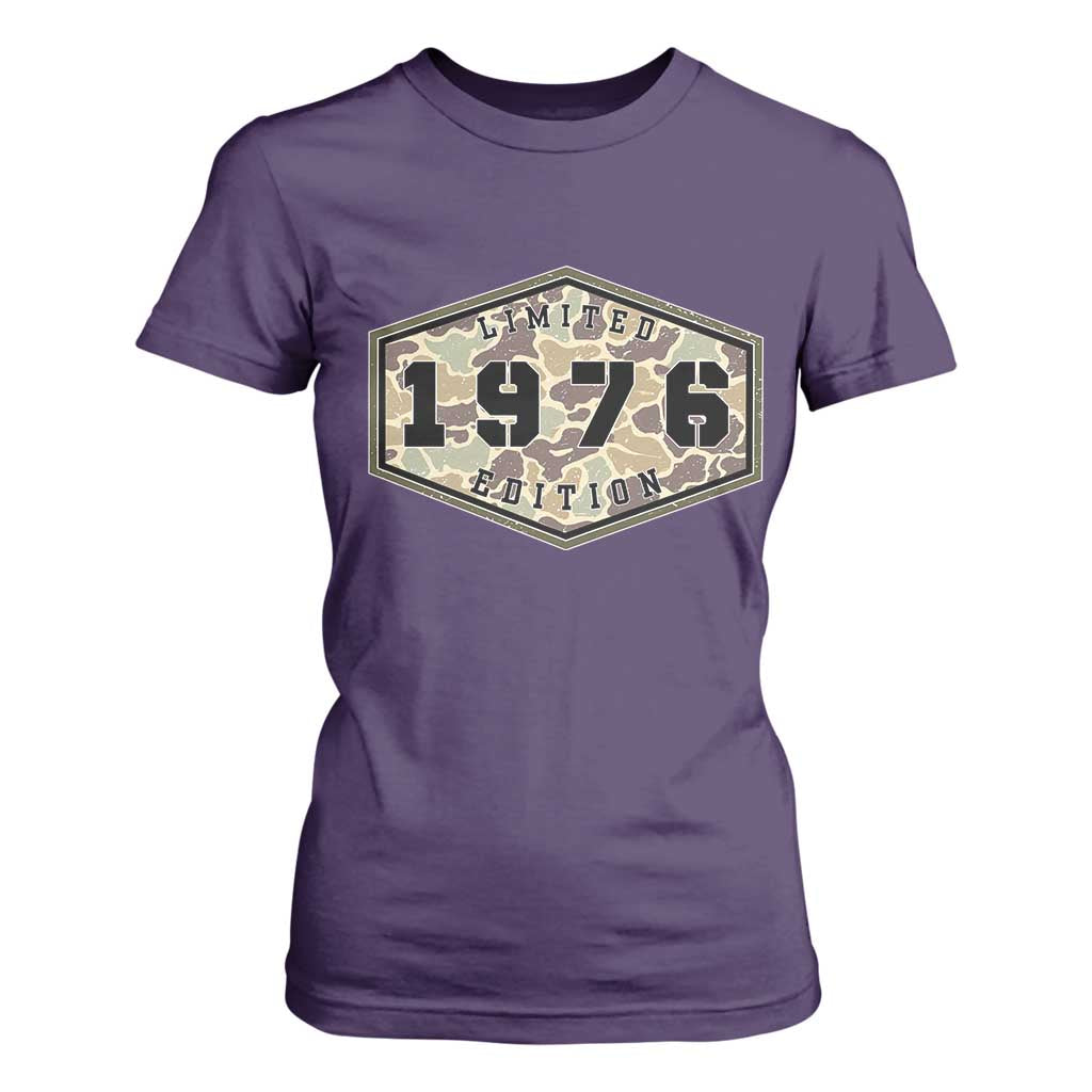 50th Birthday Hunting T Shirt For Women 1976 Limited Edition Vintage Camouflage Gifts For Turning 50