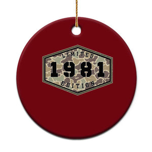 45th Birthday Hunting Ceramic Ornament 1981 Limited Edition Vintage Camouflage Gifts For Turning 45
