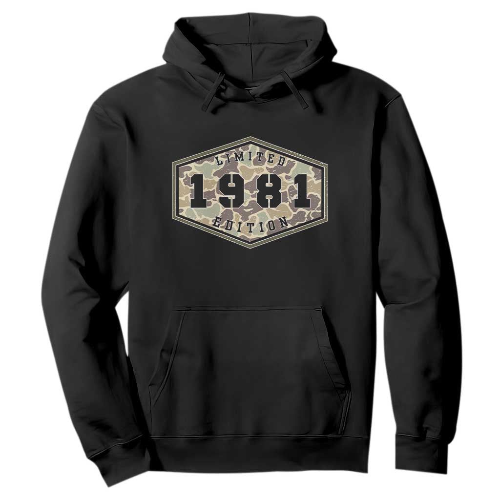 45th Birthday Hunting Hoodie 1981 Limited Edition Vintage Camouflage Gifts For Turning 45