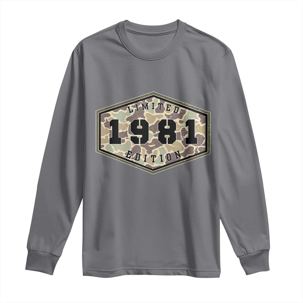 45th Birthday Hunting Long Sleeve Shirt 1981 Limited Edition Vintage Camouflage Gifts For Turning 45
