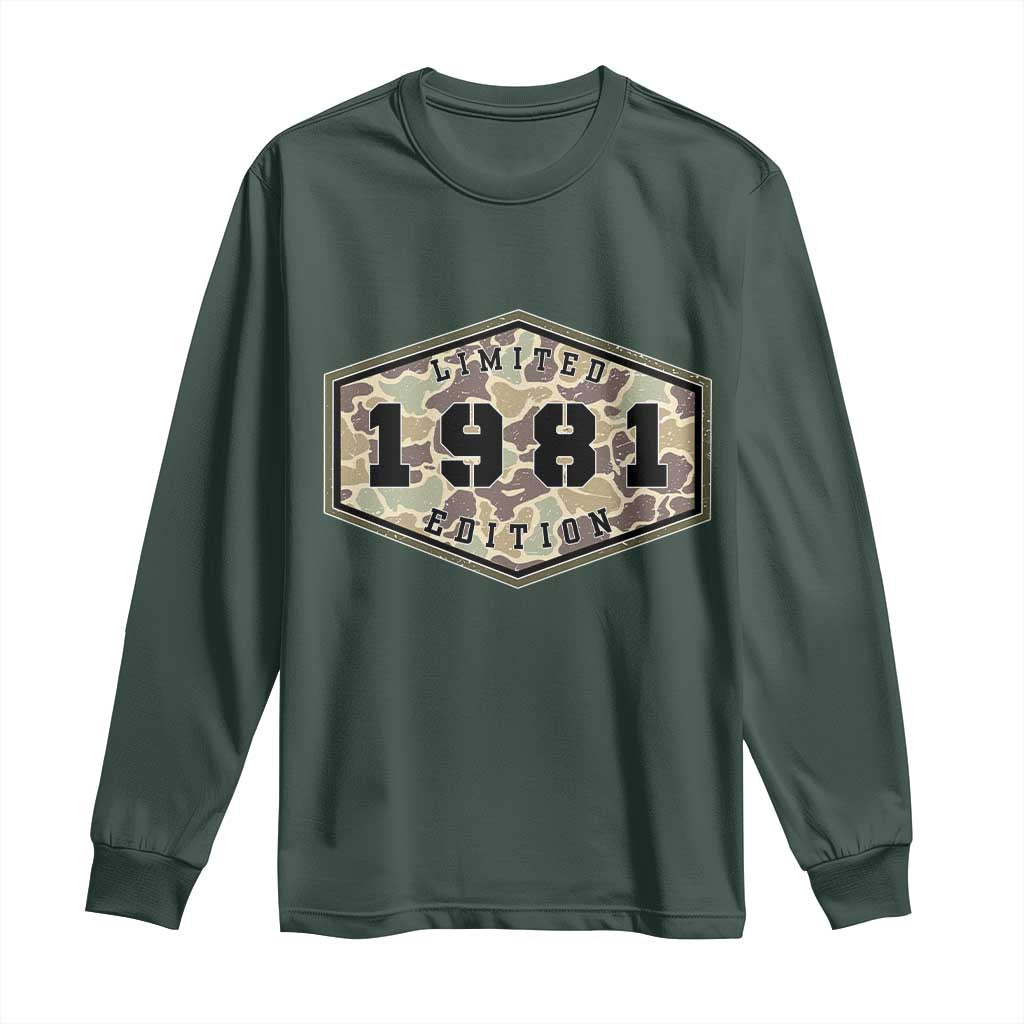 45th Birthday Hunting Long Sleeve Shirt 1981 Limited Edition Vintage Camouflage Gifts For Turning 45
