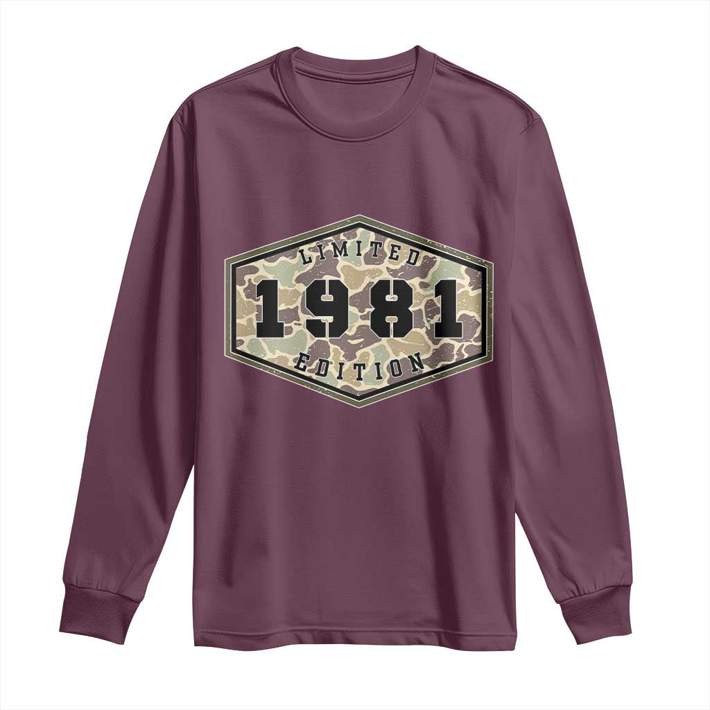 45th Birthday Hunting Long Sleeve Shirt 1981 Limited Edition Vintage Camouflage Gifts For Turning 45