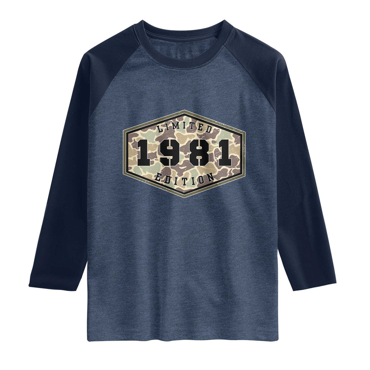 45th Birthday Hunting Raglan Shirt 1981 Limited Edition Vintage Camouflage Gifts For Turning 45