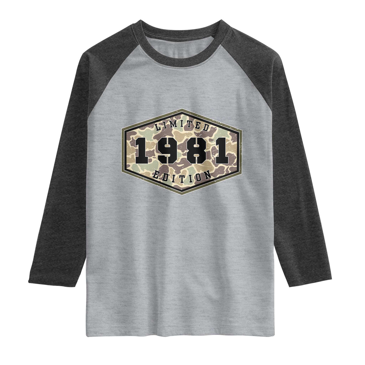 45th Birthday Hunting Raglan Shirt 1981 Limited Edition Vintage Camouflage Gifts For Turning 45