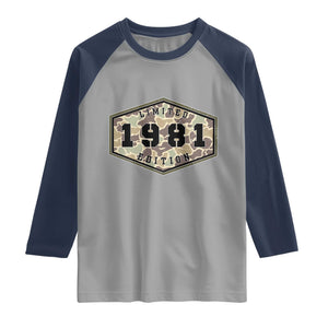 45th Birthday Hunting Raglan Shirt 1981 Limited Edition Vintage Camouflage Gifts For Turning 45