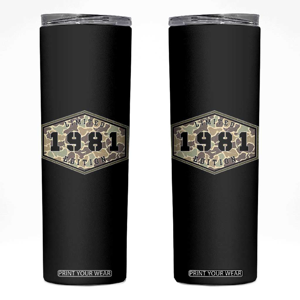 45th Birthday Hunting Skinny Tumbler 1981 Limited Edition Vintage Camouflage Gifts For Turning 45
