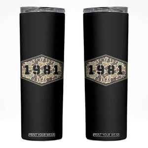 45th Birthday Hunting Skinny Tumbler 1981 Limited Edition Vintage Camouflage Gifts For Turning 45