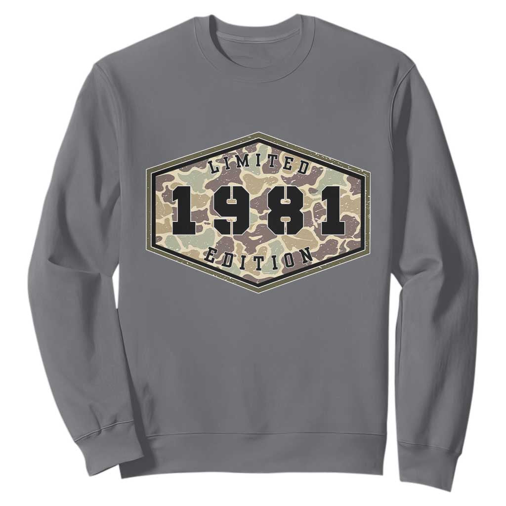 45th Birthday Hunting Sweatshirt 1981 Limited Edition Vintage Camouflage Gifts For Turning 45