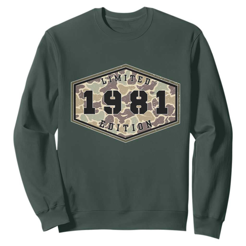 45th Birthday Hunting Sweatshirt 1981 Limited Edition Vintage Camouflage Gifts For Turning 45