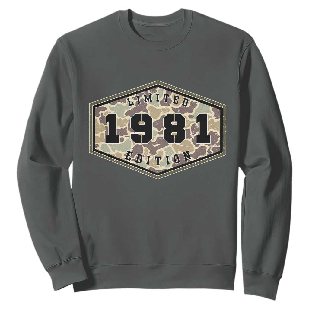 45th Birthday Hunting Sweatshirt 1981 Limited Edition Vintage Camouflage Gifts For Turning 45