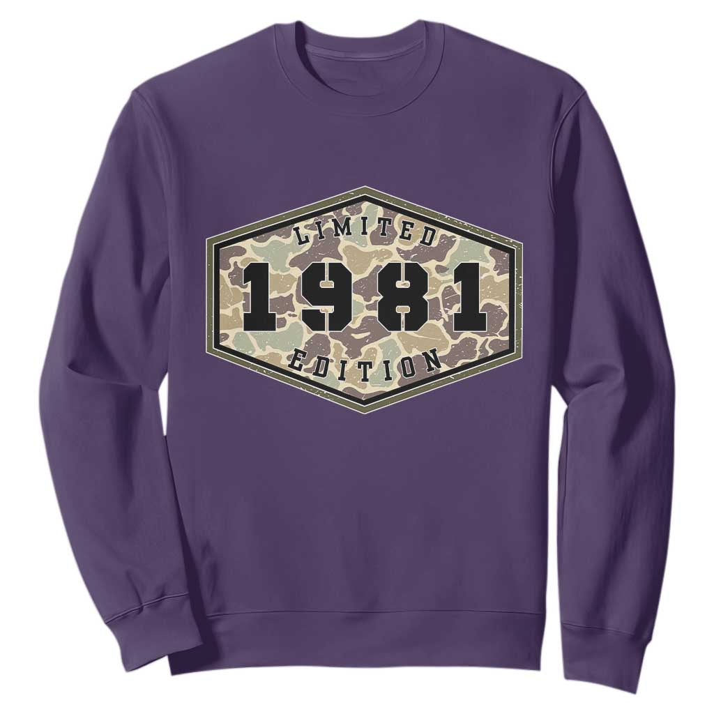 45th Birthday Hunting Sweatshirt 1981 Limited Edition Vintage Camouflage Gifts For Turning 45