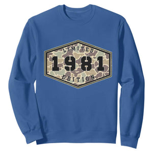 45th Birthday Hunting Sweatshirt 1981 Limited Edition Vintage Camouflage Gifts For Turning 45