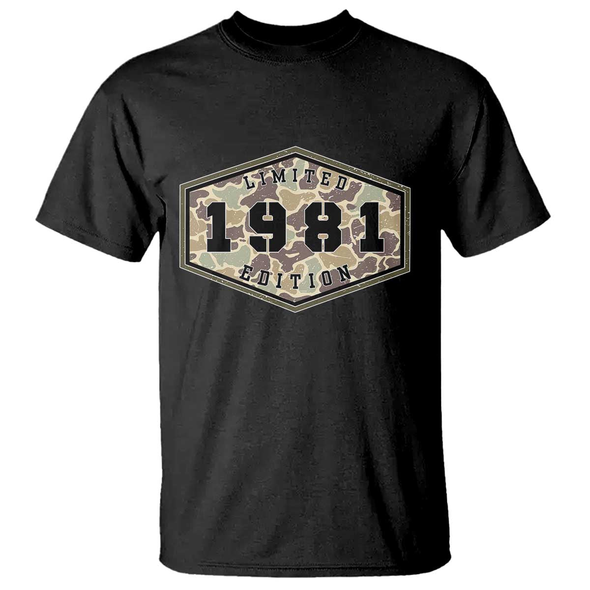 45th Birthday Hunting T Shirt 1981 Limited Edition Vintage Camouflage Gifts For Turning 45 TS11 Black Print Your Wear