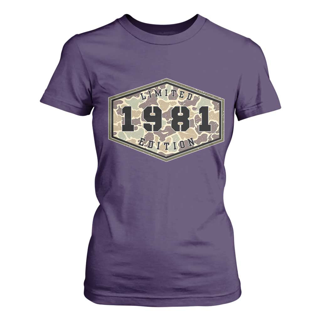 45th Birthday Hunting T Shirt For Women 1981 Limited Edition Vintage Camouflage Gifts For Turning 45