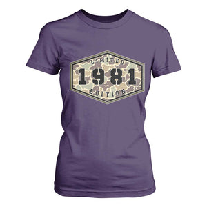 45th Birthday Hunting T Shirt For Women 1981 Limited Edition Vintage Camouflage Gifts For Turning 45