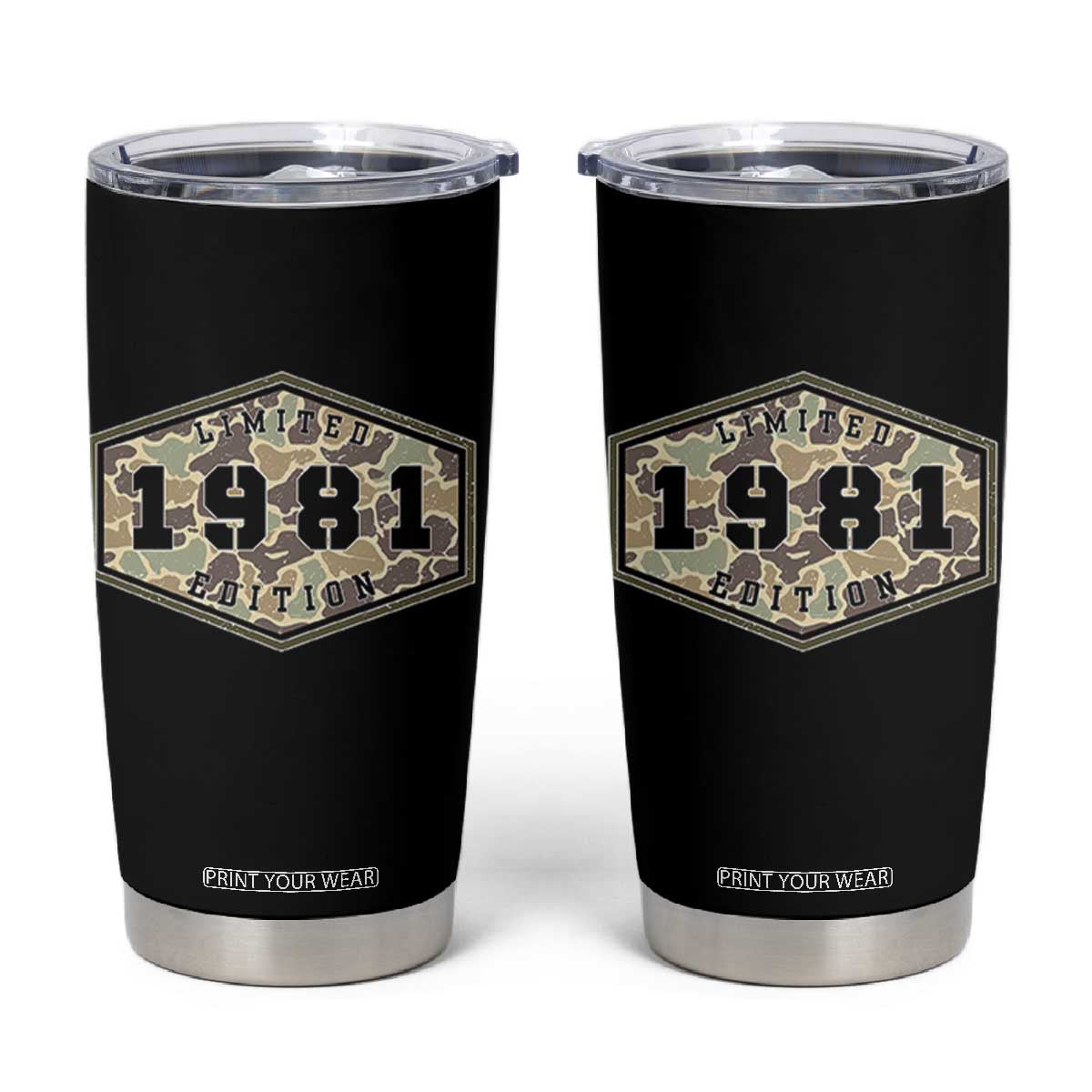 45th Birthday Hunting Tumbler Cup 1981 Limited Edition Vintage Camouflage Gifts For Turning 45