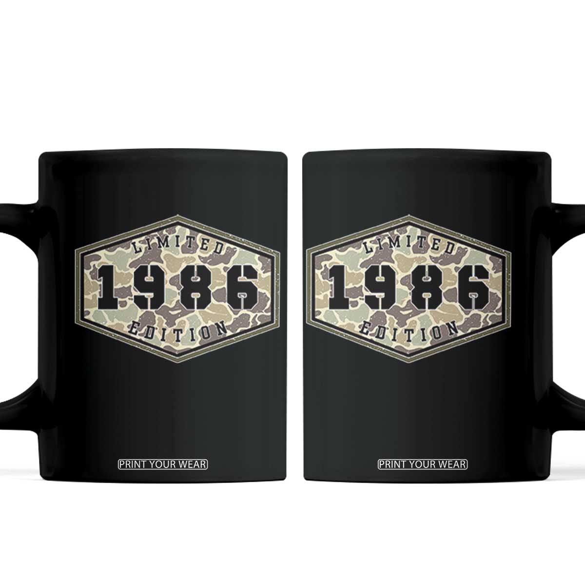 40th Birthday Hunting Coffee Mug 1986 Limited Edition Vintage Camouflage Gifts For Turning 40 TS11 Black Print Your Wear