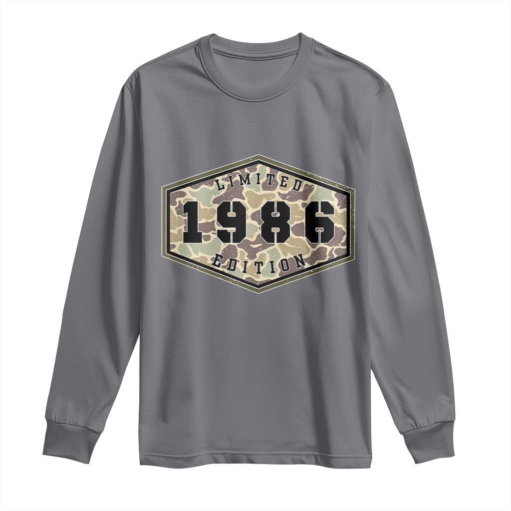 40th Birthday Hunting Long Sleeve Shirt 1986 Limited Edition Vintage Camouflage Gifts For Turning 40