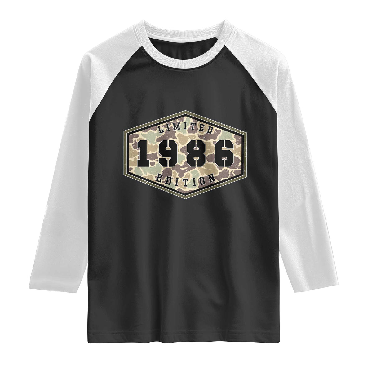 40th Birthday Hunting Raglan Shirt 1986 Limited Edition Vintage Camouflage Gifts For Turning 40