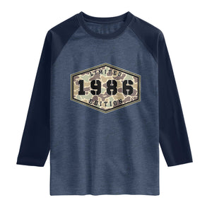 40th Birthday Hunting Raglan Shirt 1986 Limited Edition Vintage Camouflage Gifts For Turning 40