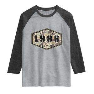 40th Birthday Hunting Raglan Shirt 1986 Limited Edition Vintage Camouflage Gifts For Turning 40