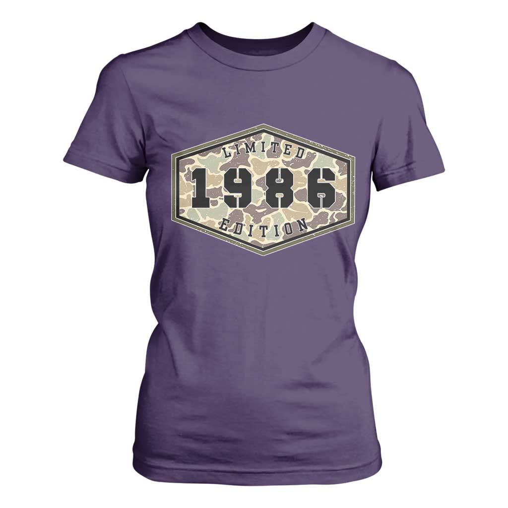 40th Birthday Hunting T Shirt For Women 1986 Limited Edition Vintage Camouflage Gifts For Turning 40