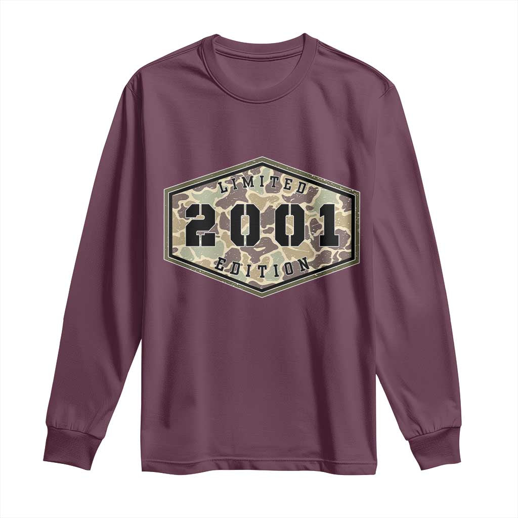 25th Birthday Hunting Long Sleeve Shirt 2001 Limited Edition Vintage Camouflage Gifts For Turning 25