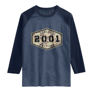 25th Birthday Hunting Raglan Shirt 2001 Limited Edition Vintage Camouflage Gifts For Turning 25