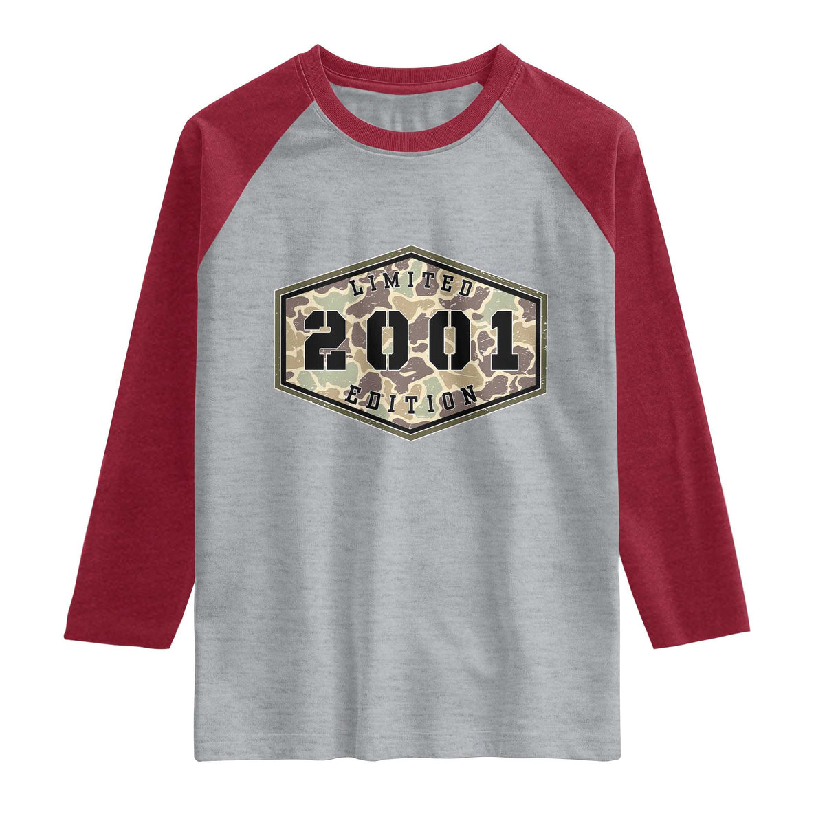 25th Birthday Hunting Raglan Shirt 2001 Limited Edition Vintage Camouflage Gifts For Turning 25