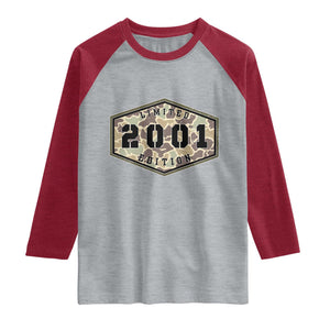 25th Birthday Hunting Raglan Shirt 2001 Limited Edition Vintage Camouflage Gifts For Turning 25