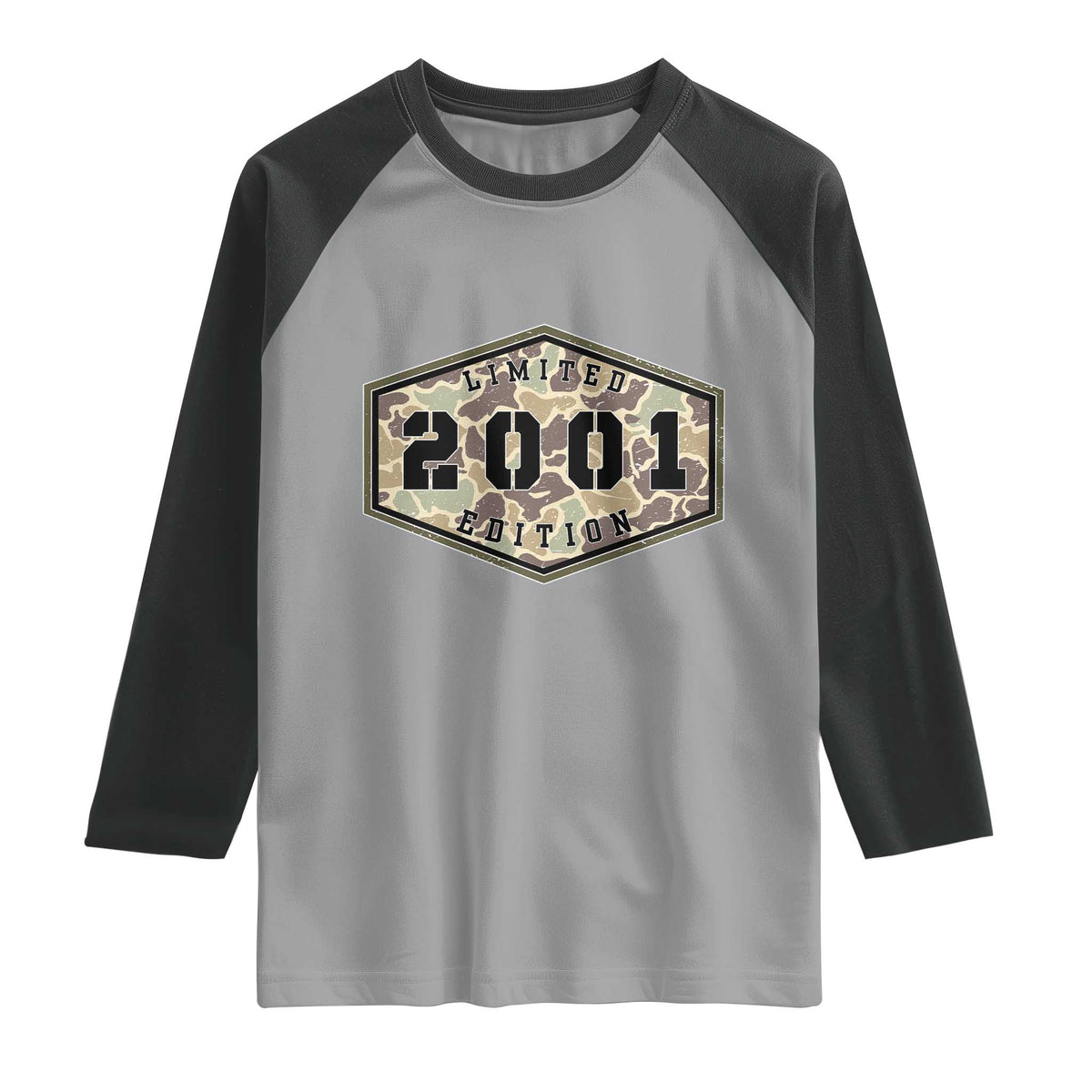 25th Birthday Hunting Raglan Shirt 2001 Limited Edition Vintage Camouflage Gifts For Turning 25