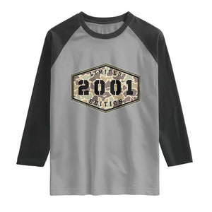 25th Birthday Hunting Raglan Shirt 2001 Limited Edition Vintage Camouflage Gifts For Turning 25