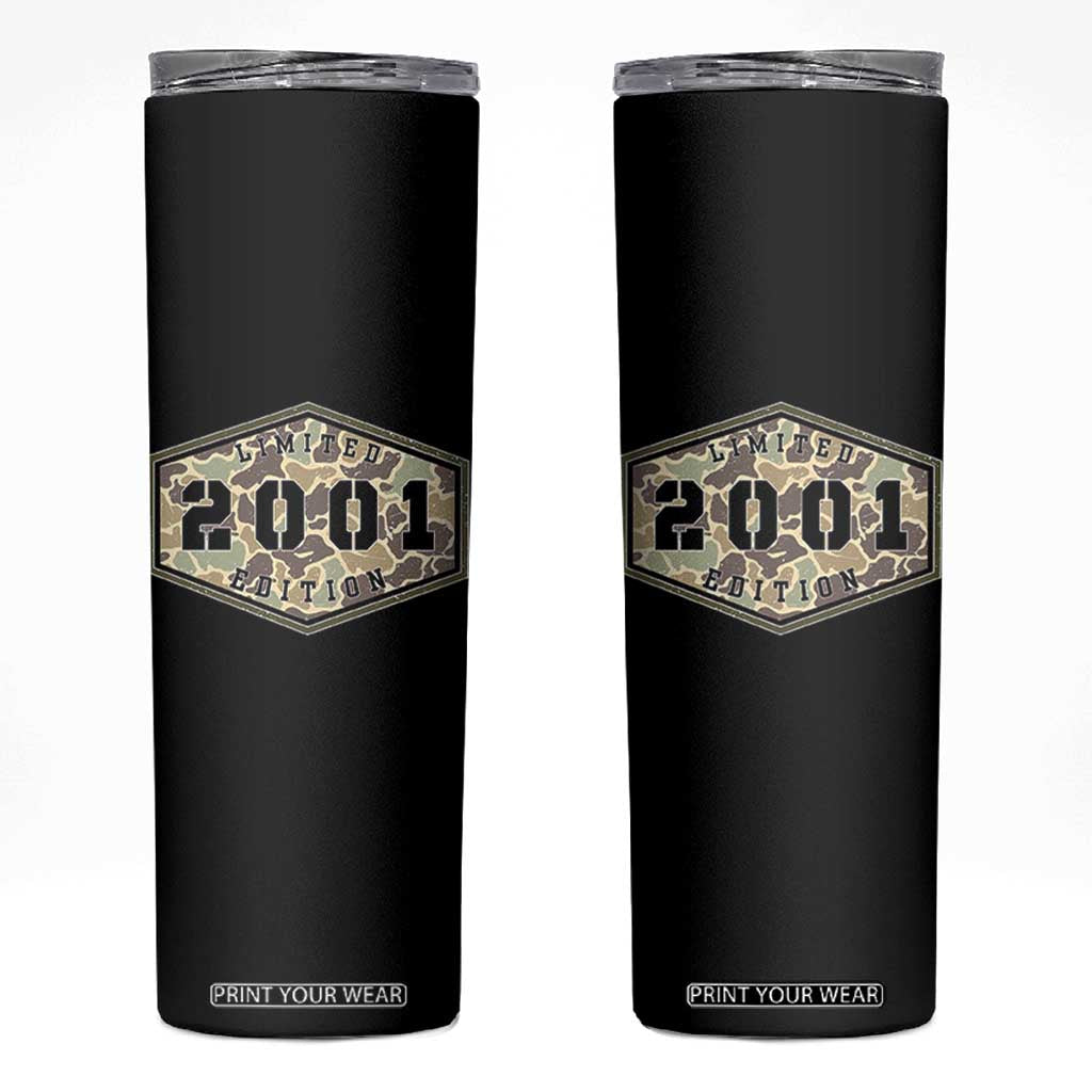 25th Birthday Hunting Skinny Tumbler 2001 Limited Edition Vintage Camouflage Gifts For Turning 25