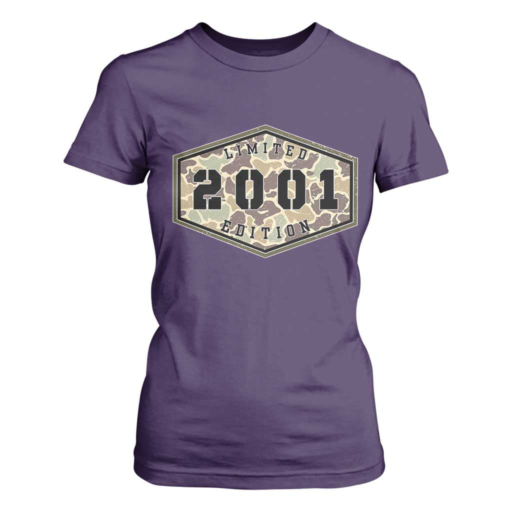 25th Birthday Hunting T Shirt For Women 2001 Limited Edition Vintage Camouflage Gifts For Turning 25