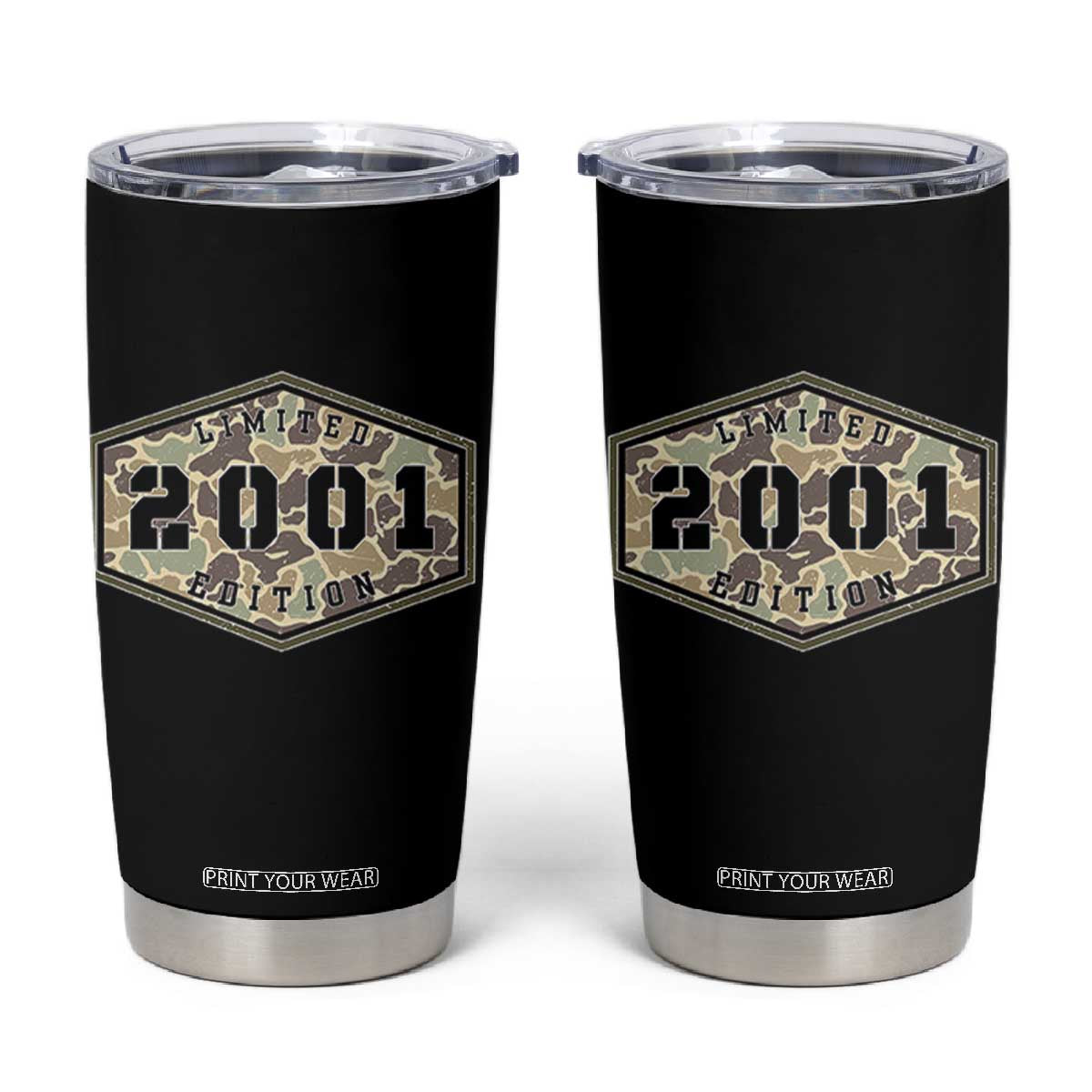 25th Birthday Hunting Tumbler Cup 2001 Limited Edition Vintage Camouflage Gifts For Turning 25