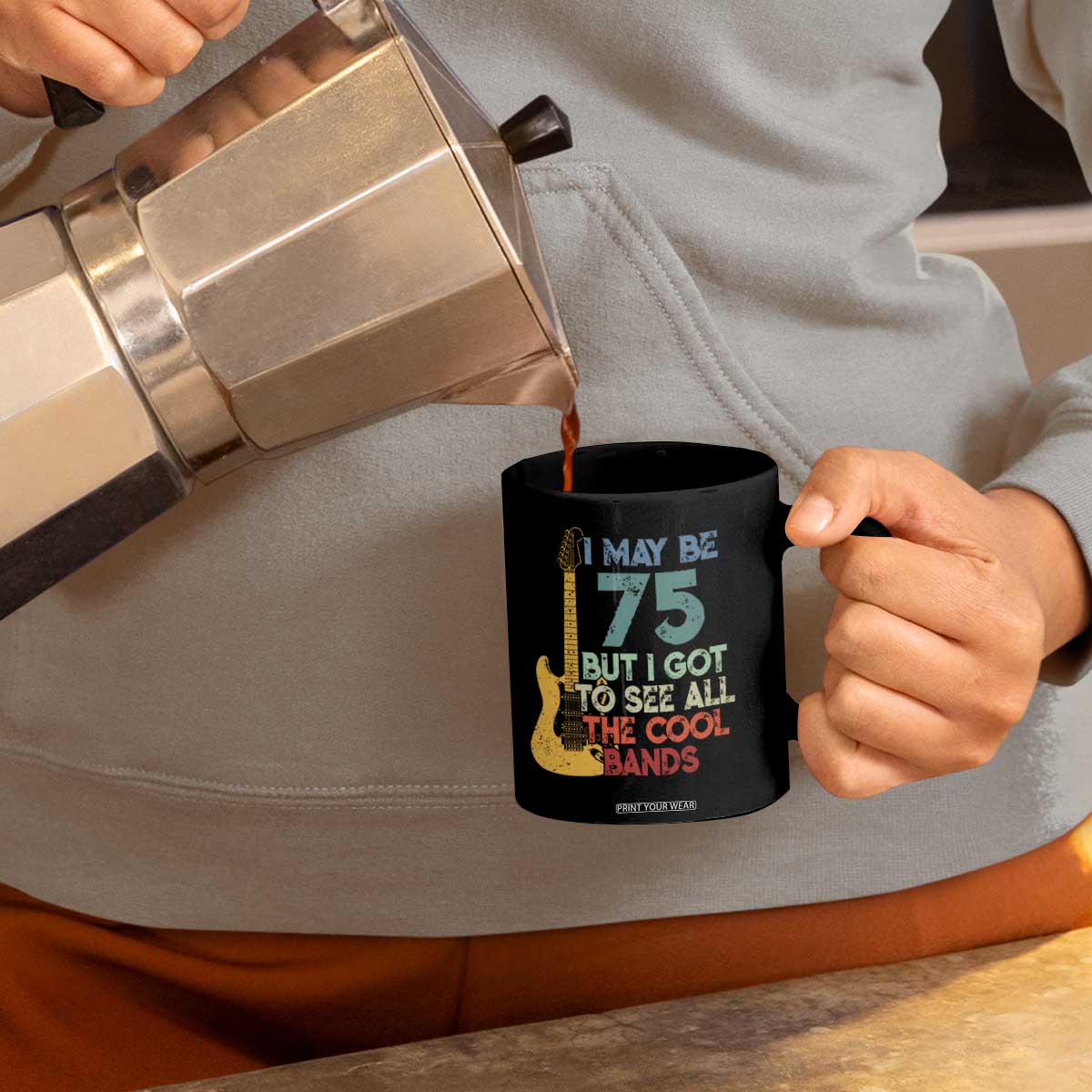 Funny 75th Birthday 80s Rock Lover Coffee Mug I May Be 75 But I Got To See All The Cool Bands
