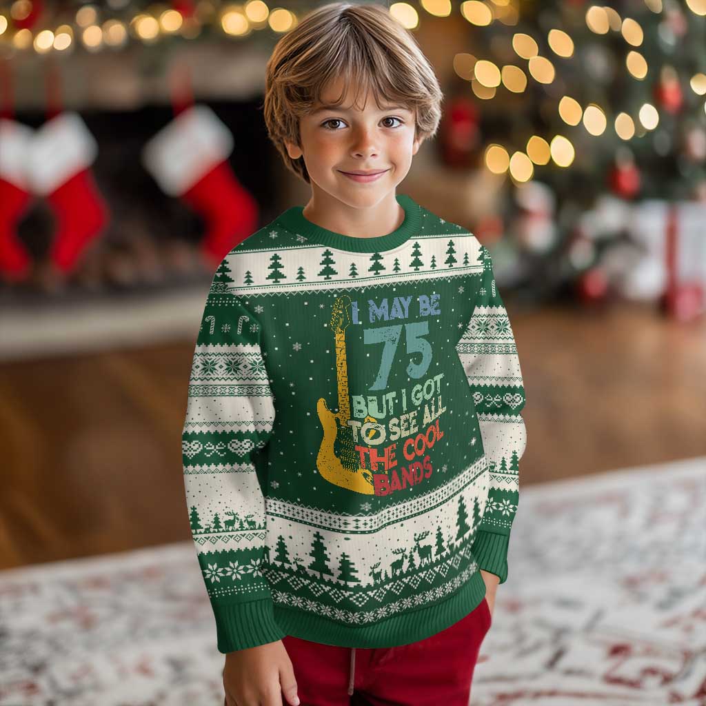Funny 75th Birthday 80s Rock Lover Ugly Christmas Sweater I May Be 75 But I Got To See All The Cool Bands